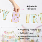 Danadia Pre-Strung Happy Birthday Banner – Pastel Smileys & Circle-Dot Garland