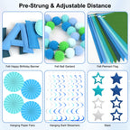 Danadia Pre-Strung 3D Felt Happy Birthday Banner – Reusable Blue Party Decorations