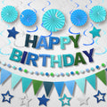 Danadia Pre-Strung 3D Felt Happy Birthday Banner – Reusable Blue Party Decorations