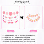 Danadia Pre-Strung 3D Felt Happy Birthday Banner – Reusable Pink Party Decorations