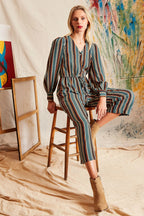 Darcy Winter Stripe Long Sleeve Jumpsuit