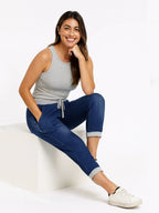Italian Joggers Denim Floral
