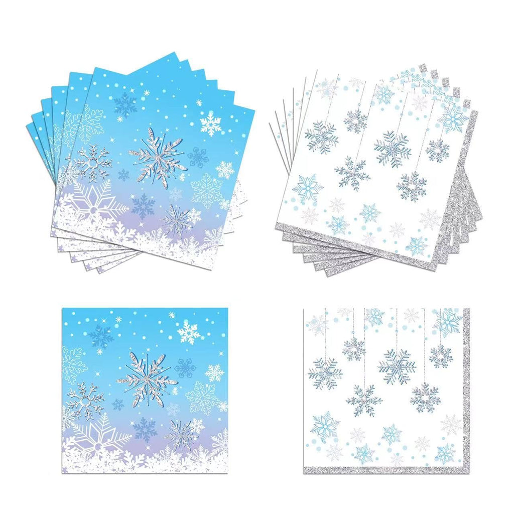 Darneidra Display Winter Wonderland Napkins (40 pcs) – Snowflake Party Decor