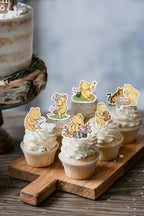DAYIMG 48 Pcs Classic Winnie Cupcake Toppers – Pooh Baby Shower & First Birthday Party Decor