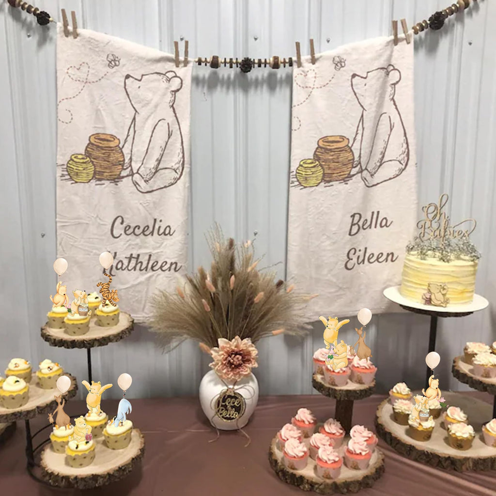 DAYIMG Winnie Cupcake Toppers – 48 Pcs for Classic Pooh Baby Shower & Birthday Party Decor