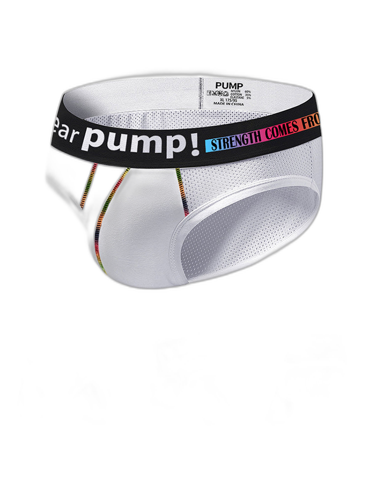 Men's Mesh Briefs With Colorful Spliced Lines