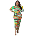 Tight-fitting Sexy Printed Plus-size Dress