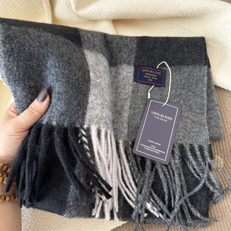 Unisex Cashmere-like Plaid Light Luxury Scarf
