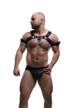 ruff GEAR Double Tone Leather Bulldog Harness Blue Black