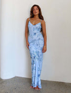 Y2K Slim Flowers Printing Slip Dress Women's Summer Suspender Skirt Vacation Beach Long Dresses
