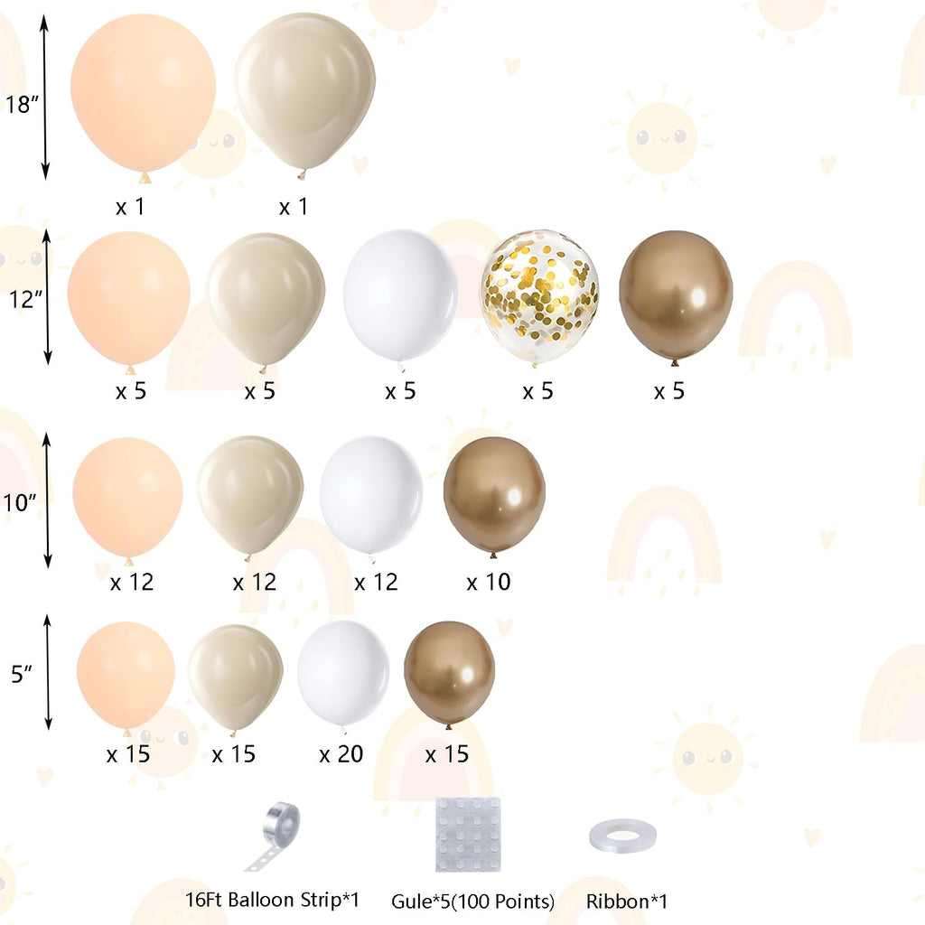 DBKL White Sand Gold Balloons Garland Arch Kit – 18/12/10/5 in for Boho Weddings & Parties