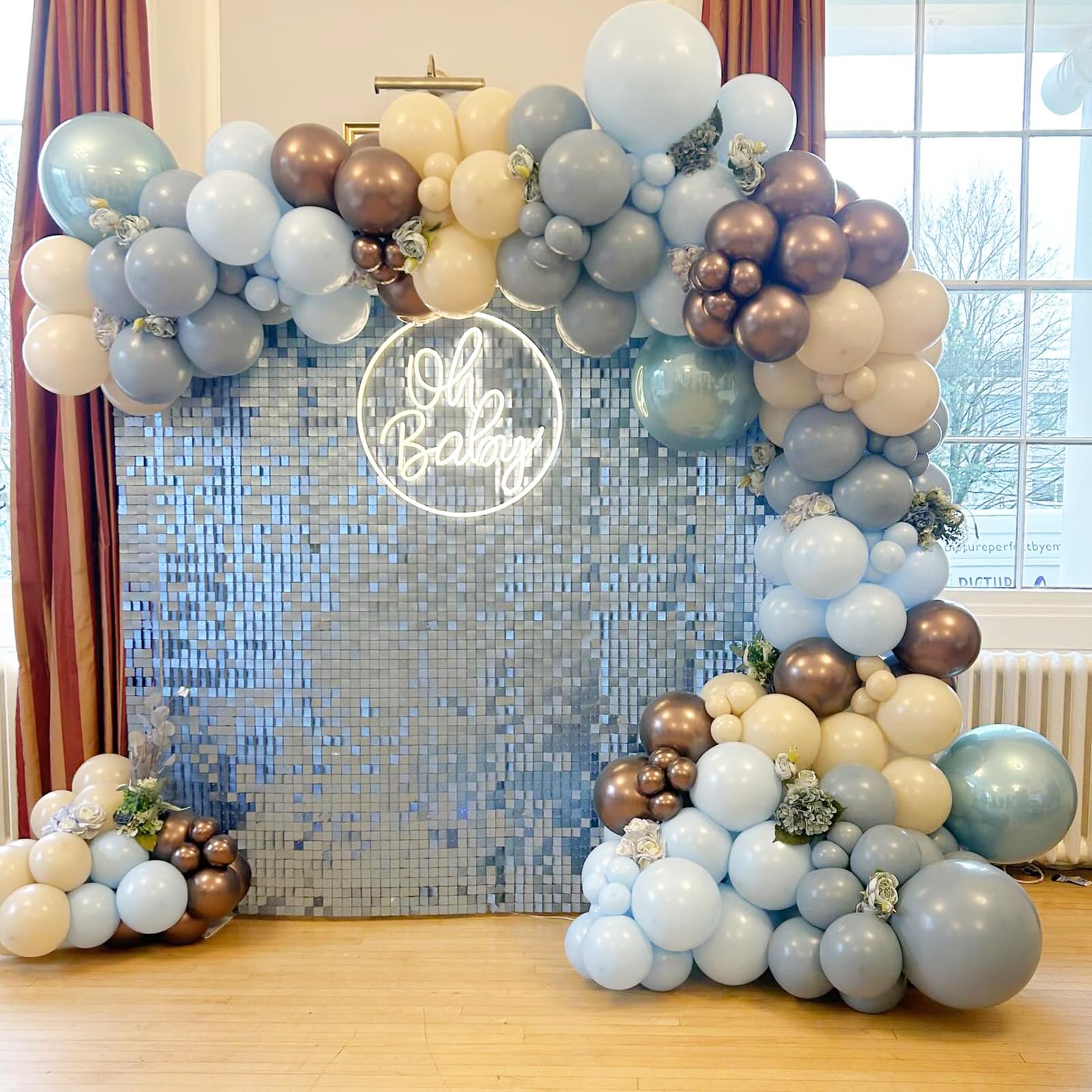 DBKL Dusty Baby Blue Balloon Arch Garland Kit — 18/12/10/5 Inch Balloons for Baby Shower, Birthday, Wedding