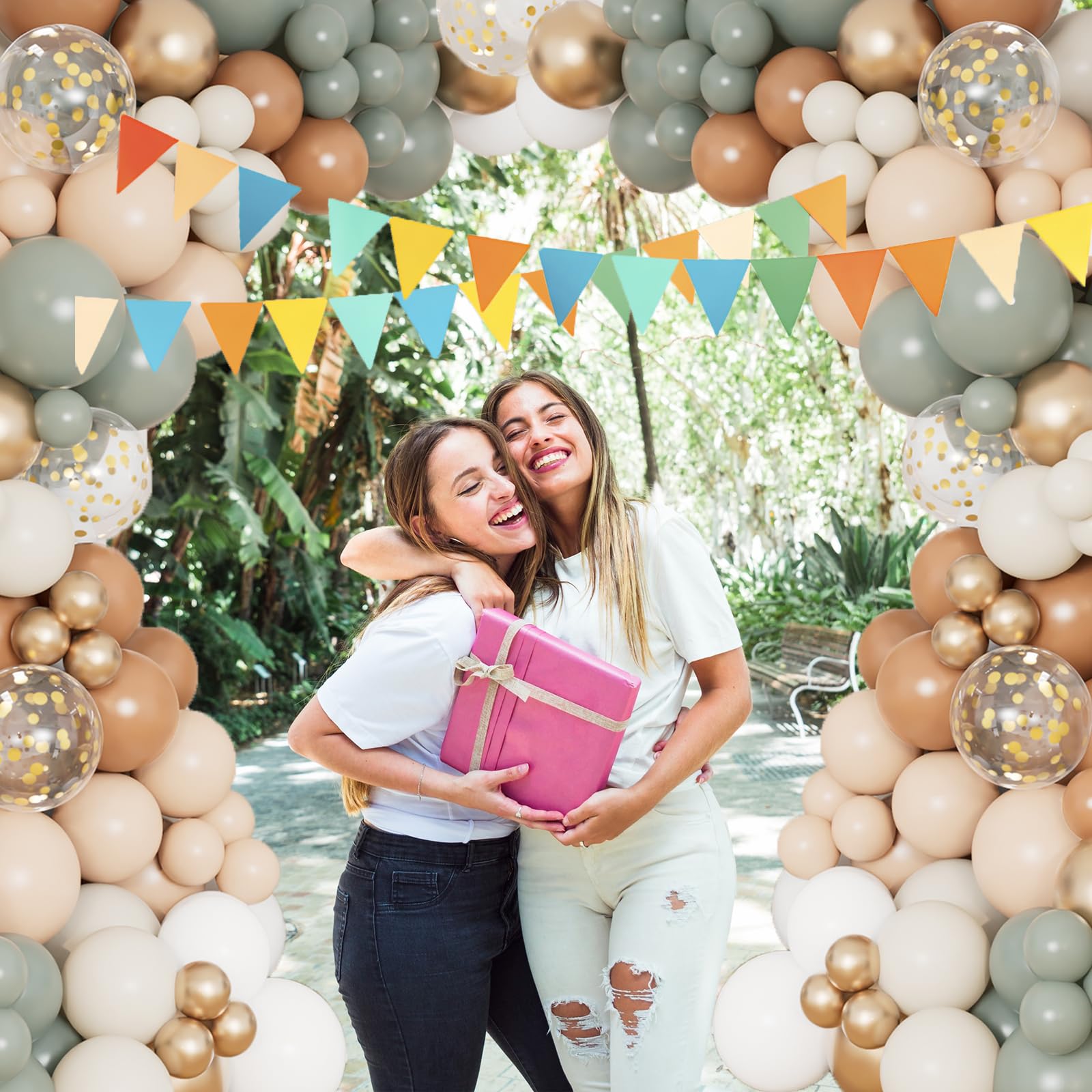 DBKL Dusty Green Nude Balloon Arch Kit – Neutral Sage, Cream & Gold Balloons for Weddings, Baby Showers, and Parties