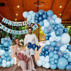 DBKL Blue Balloon Garland Arch Kit – 138pc Metallic & Confetti Balloons