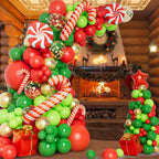 DBKL 138-Piece Christmas Balloon Garland Arch Kit – Red, Green & Gold Balloons with Gift Box