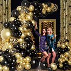 DBKL Black & Gold Balloons Garland Arch Kit with Confetti Balloons – New Year & Party Decor