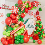 DBKL 138-Piece Christmas Balloon Garland Arch Kit – Red, Green & Gold Balloons with Gift Box