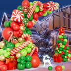 DBKL 138-Piece Christmas Balloon Garland Arch Kit – Red, Green & Gold Balloons with Gift Box
