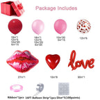 DBKL 138pcs Valentines Day Balloon Garland Arch Kit – Pink & Red Balloons with Love Lips Foil