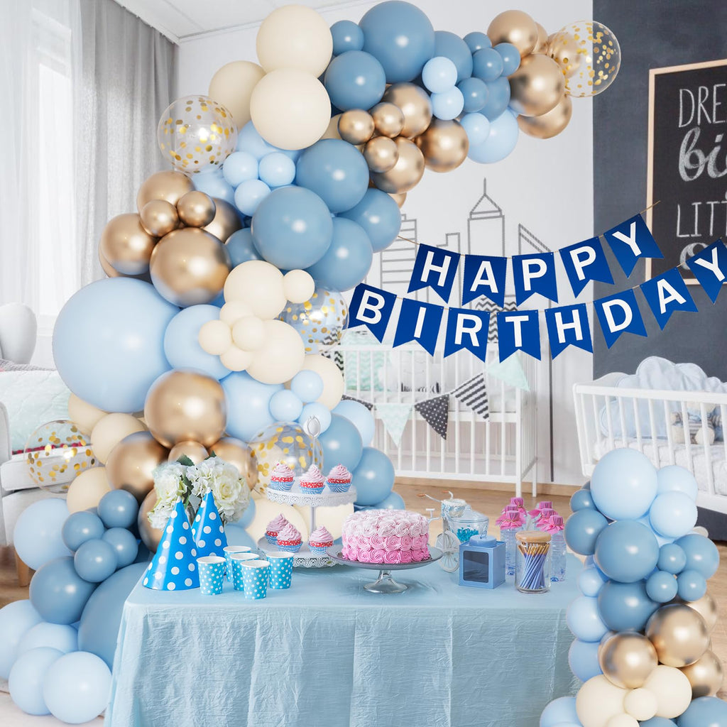 DBKL Dusty Baby Blue Balloon Arch Garland Kit — 18/12/10/5 Inch Balloons for Baby Shower, Birthday, Wedding