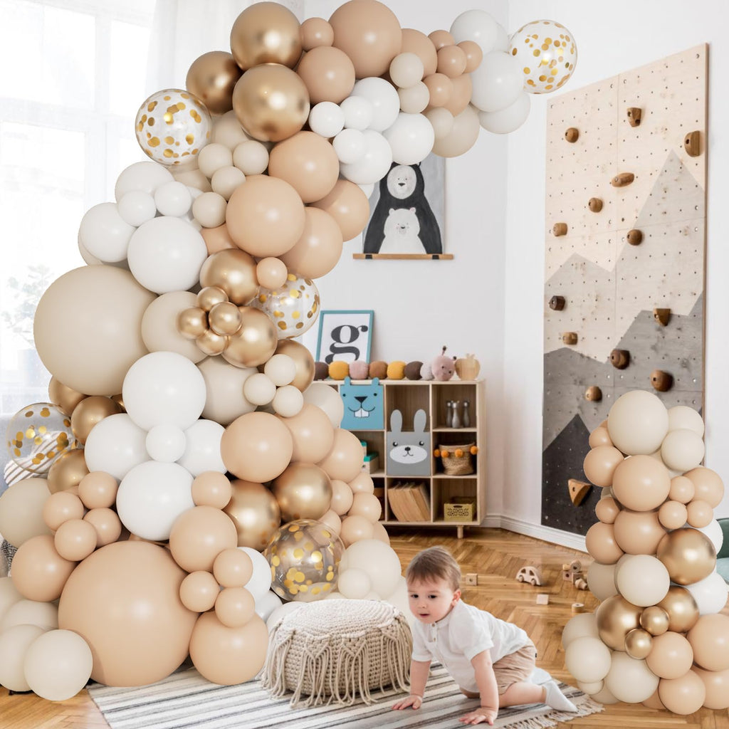 DBKL White Sand Gold Balloons Garland Arch Kit – 18/12/10/5 in for Boho Weddings & Parties