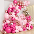DBKL Pink Balloon Garland Arch Kit – 138 Balloons in Hot Pink, White & Metallic Rose Gold for Birthday, Baby Shower, Wedding
