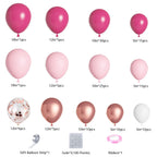 DBKL Pink Balloon Garland Arch Kit – 138 Balloons in Hot Pink, White & Metallic Rose Gold for Birthday, Baby Shower, Wedding