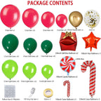 DBKL 138-Piece Christmas Balloon Garland Arch Kit – Red, Green & Gold Balloons with Gift Box