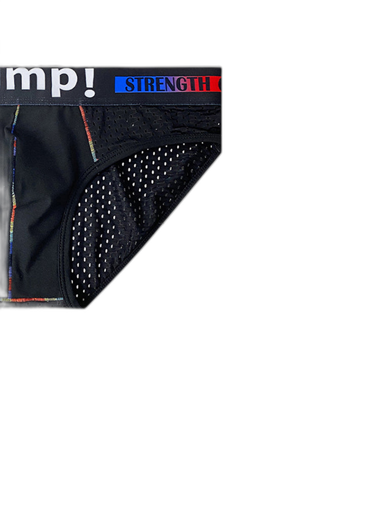 Men's Mesh Briefs With Colorful Spliced Lines