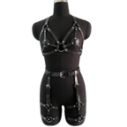 Seductive Women's Leather Lingerie Body Harness Outfit