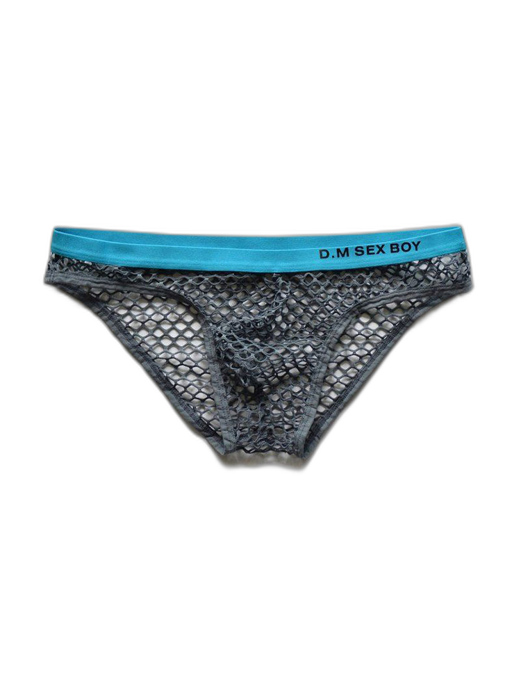 3 Pack Men's Low-Waist Sexy Big Mesh Breathable Transparent Sports Briefs