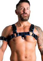 ruff GEAR Double Tone Leather Bulldog Harness Blue Black