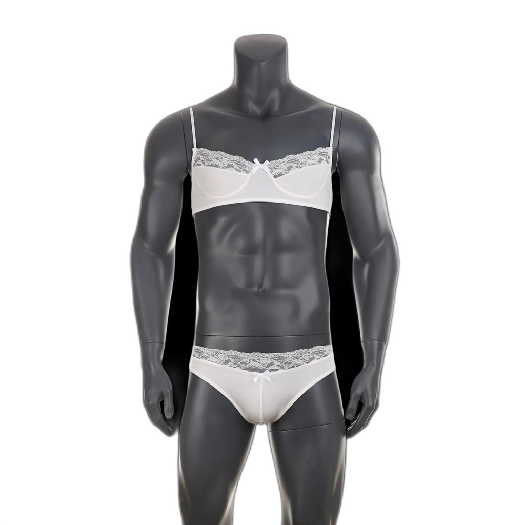 Mens Lace Lingerie Panties & Bra Set
