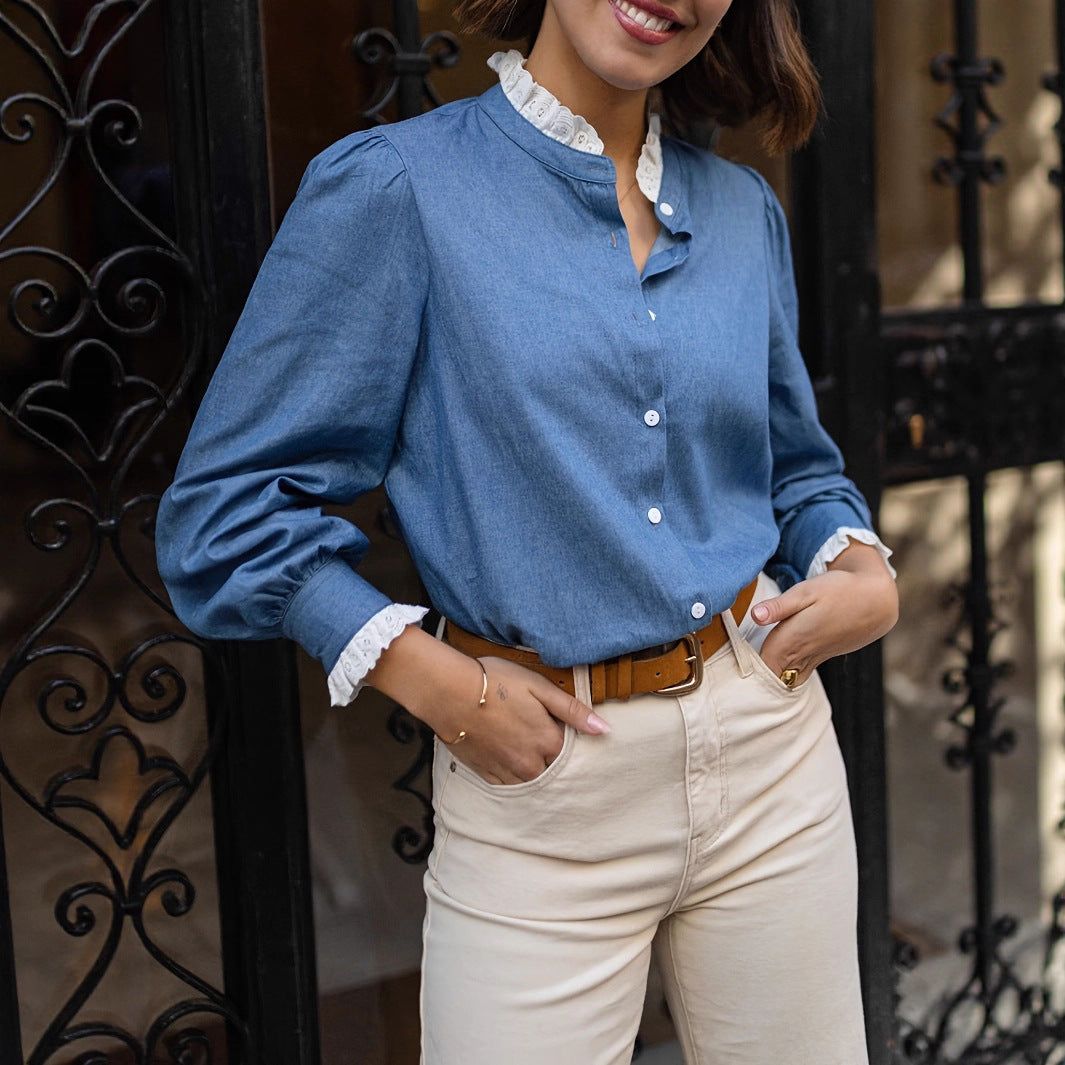 Women's Loose-Fit Casual French-Style Ruffled Blouse