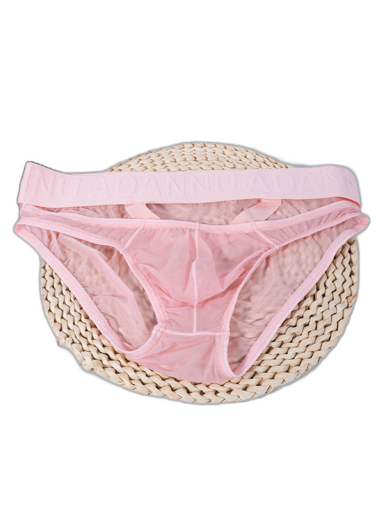 2 Pack Men's Stretch Solid Color Sexy Crotch Single-Layer Briefs