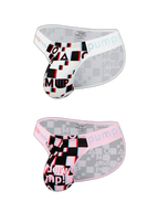 2 Pack Men's Breathable Alphabet-Print Expanded Pouch Briefs