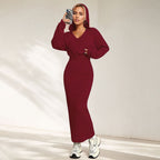 Elegant Commuter-style Light Mature Knitted Slip Dress Two-piece Set
