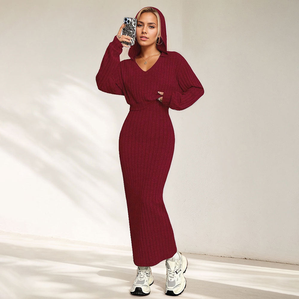 Elegant Commuter-style Light Mature Knitted Slip Dress Two-piece Set