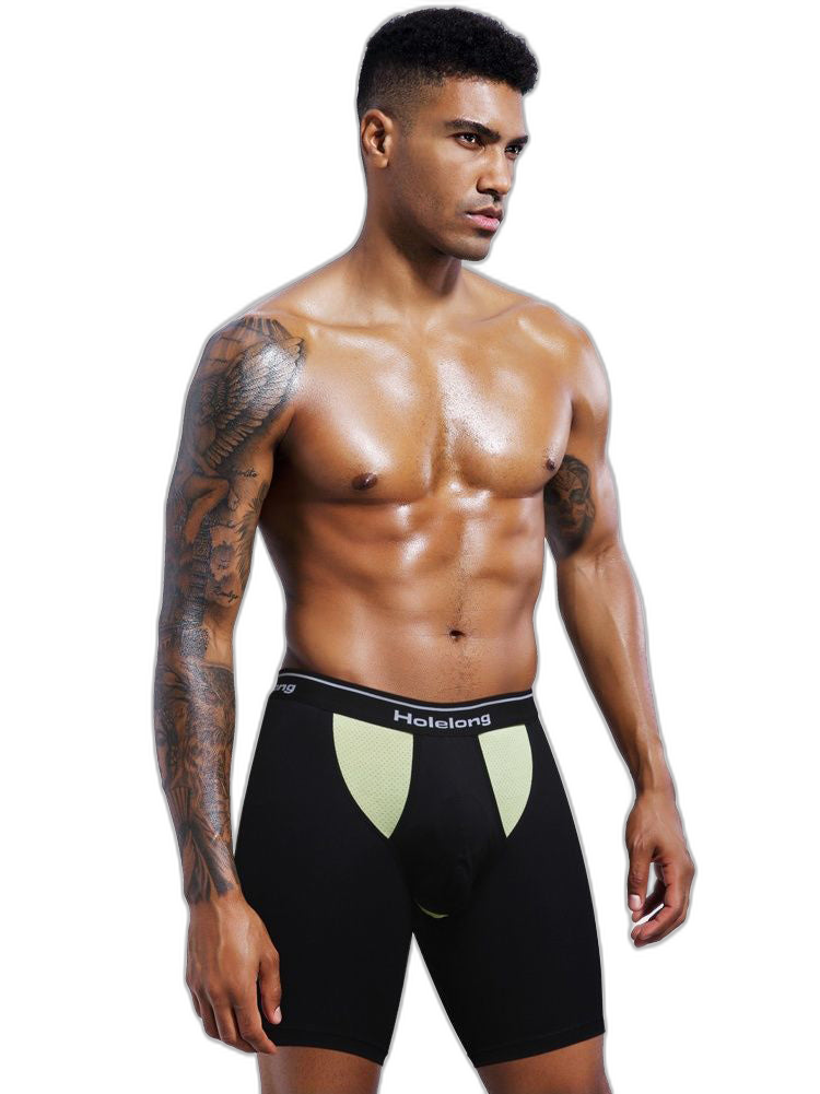 Dual Pouch Men's Long Legs Sports Boxer Briefs