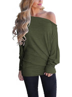 Women's Long-Sleeved T-Shirt Outer Solid Color Top