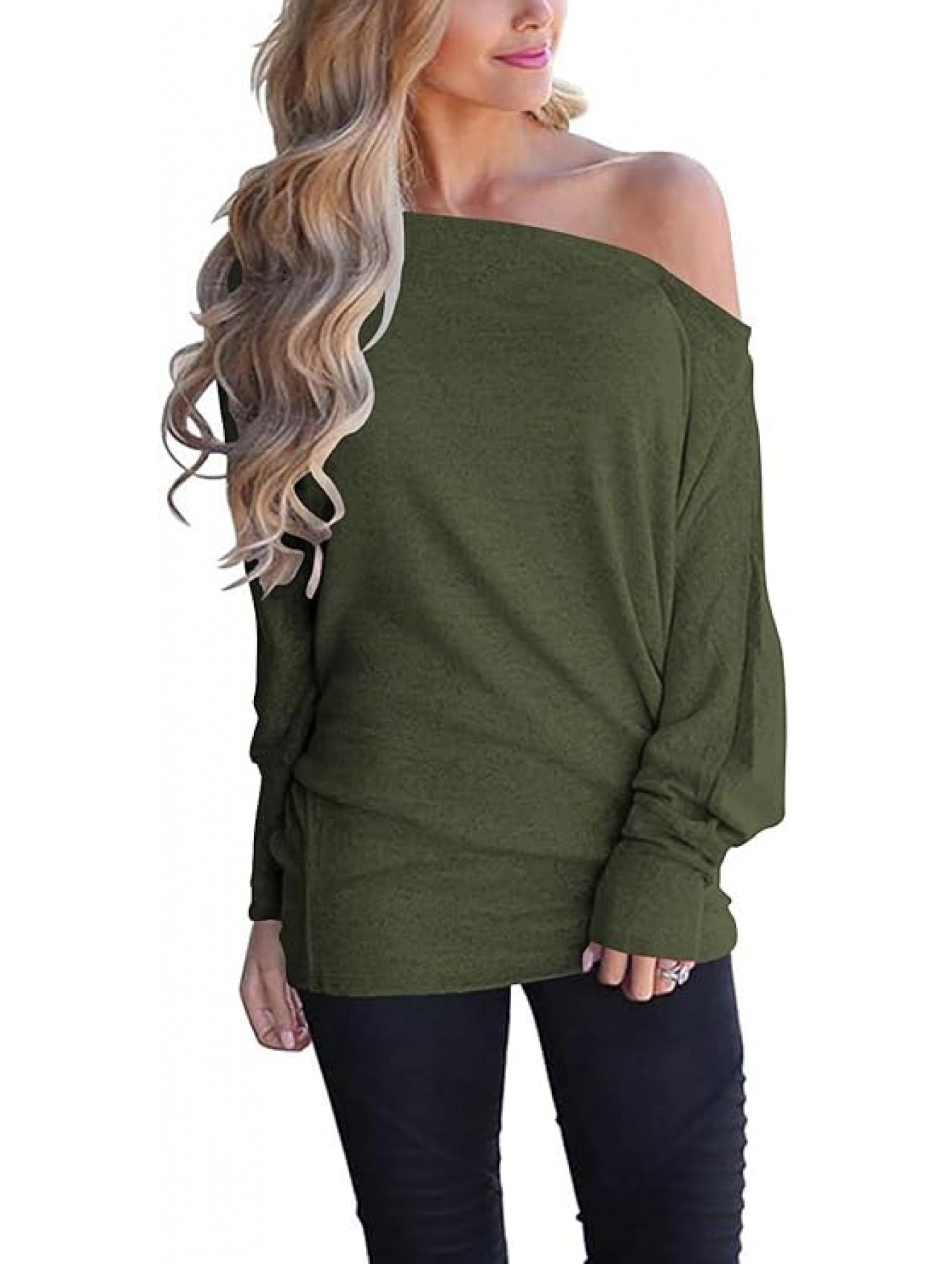 Women's Long-Sleeved T-Shirt Outer Solid Color Top