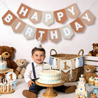 DCJHFJ Bear First Brown Felt Birthday Banner & High Chair Decor – 1st Birthday Kit