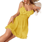 Deep V-neck Bow-tie Side-slit Figure-hugging Slip Nightgown