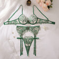 Gemstone-embellished Floral Embroidery Underwire Push-up Sheer Shapewear Sexy Lingerie
