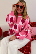 Women's Sweet Plaid Thermal Colorblock Crewneck Sweater