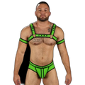 Mr S Leather Neoprene Bulldog Harness | Lime Green