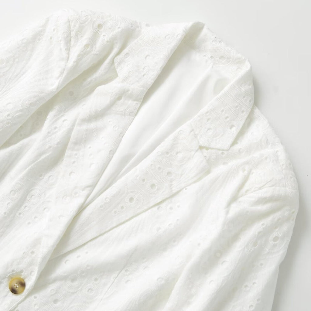 Casual Embroidered Hollow Out Single Breasted Jacket
