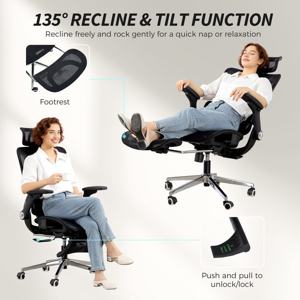 HOMCOM Ergonomic Office Chair, High Back Mesh Desk Chair, Black