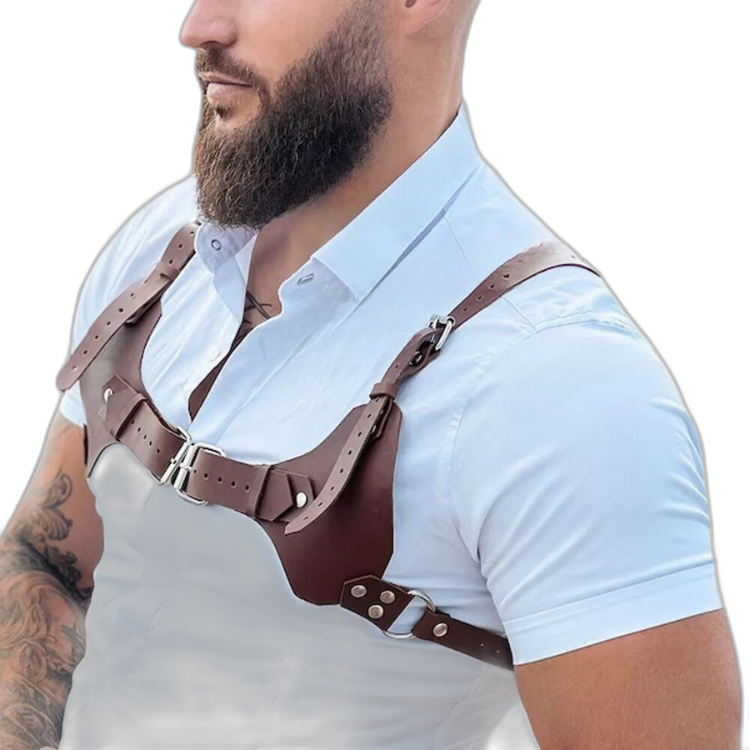 PU Leather Light Brown Chest Harness