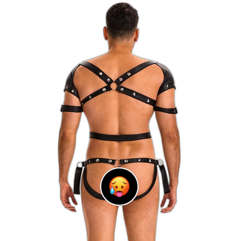 Black Leather Harness Jumpsuit
